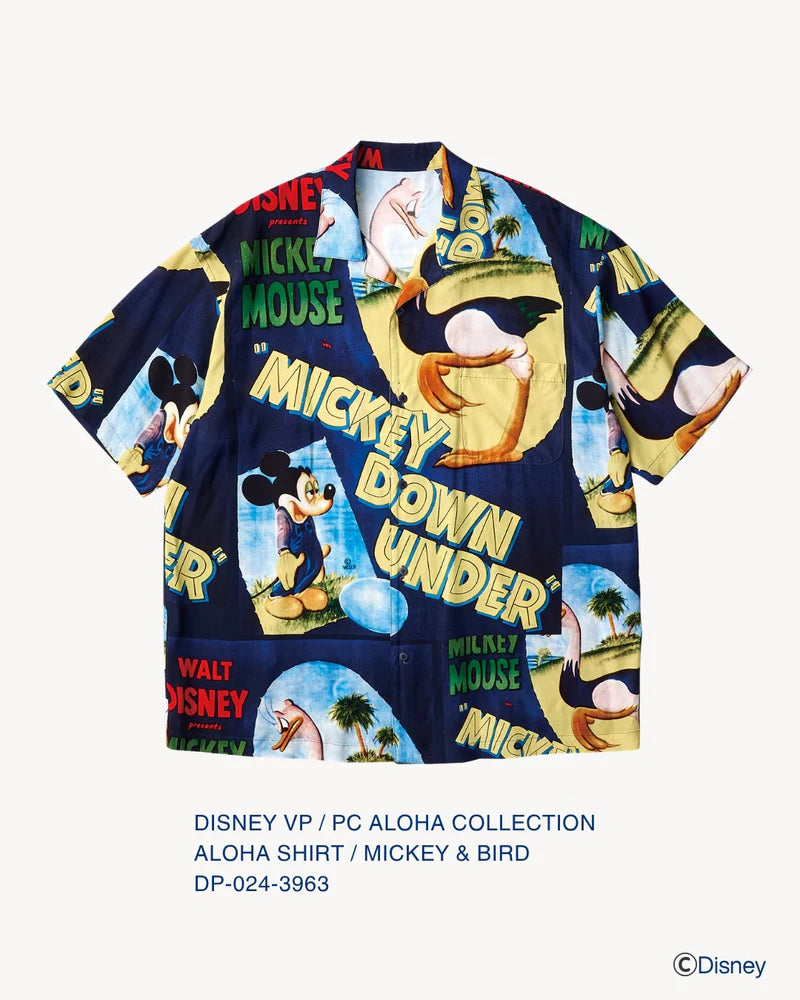 DISNEY VINTAGE POSTER PC ALOHA COLLECTION ALOHA SHIRT / MICKEY&BIRD