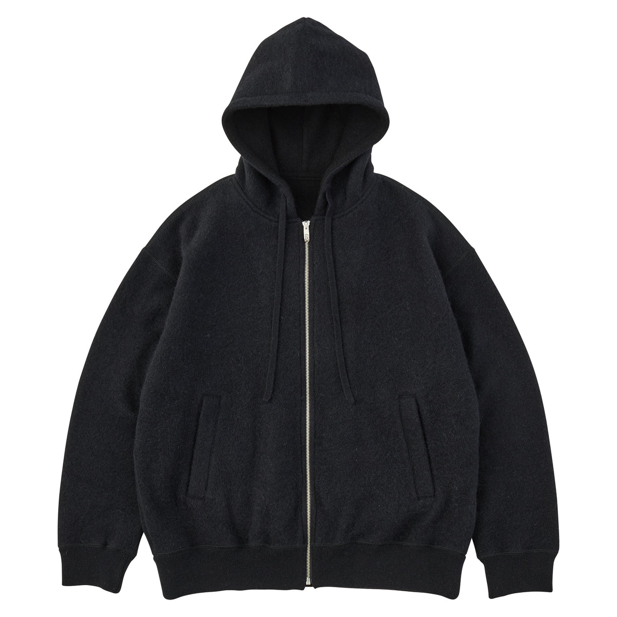 BABY ALPACA / CASHMERE DOUBLEFACE ZIP UP PARKA W / SILVER ZIPPER