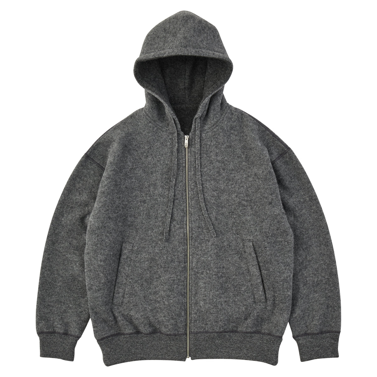 BABY ALPACA / CASHMERE DOUBLEFACE ZIP UP PARKA W / SILVER ZIPPER