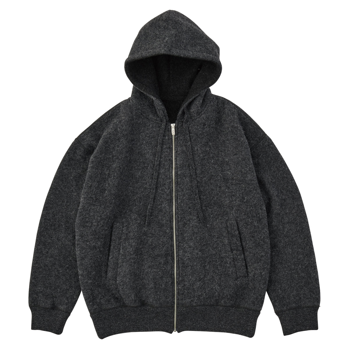 BABY ALPACA / CASHMERE DOUBLEFACE ZIP UP PARKA W / SILVER ZIPPER