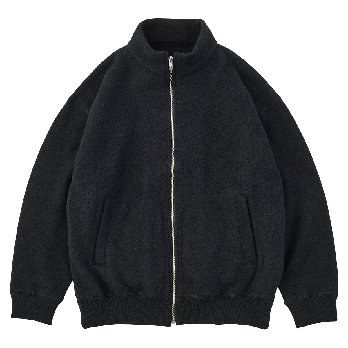 BABY ALPACA / CASHMERE DOUBLEFACE ZIP UP JACKET W / SILVER ZIPPER