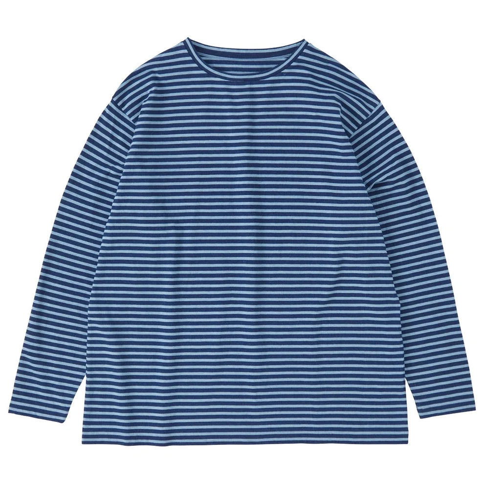 H/W INDIGO BORDER CREWNECK