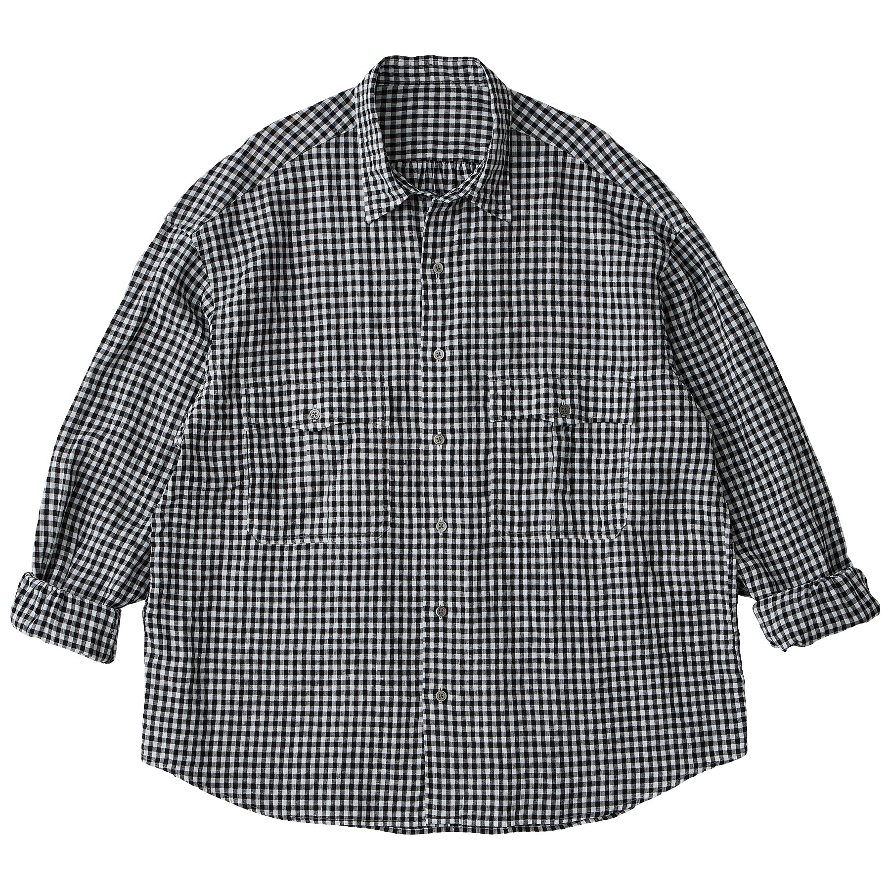 ROLL UP LINEN GINGHAM CHECK SHIRT