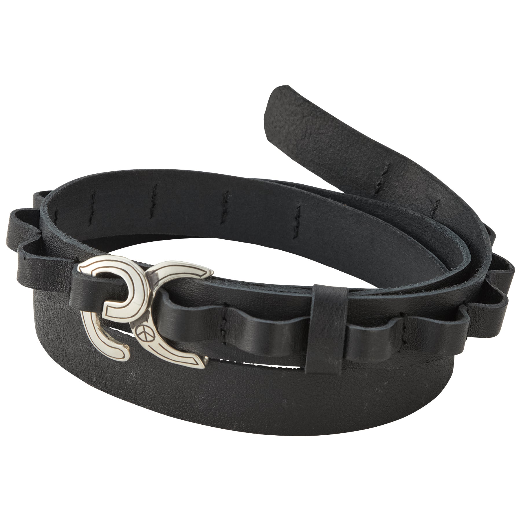 LEATHER SILVER BUCKLE BELT(PC)