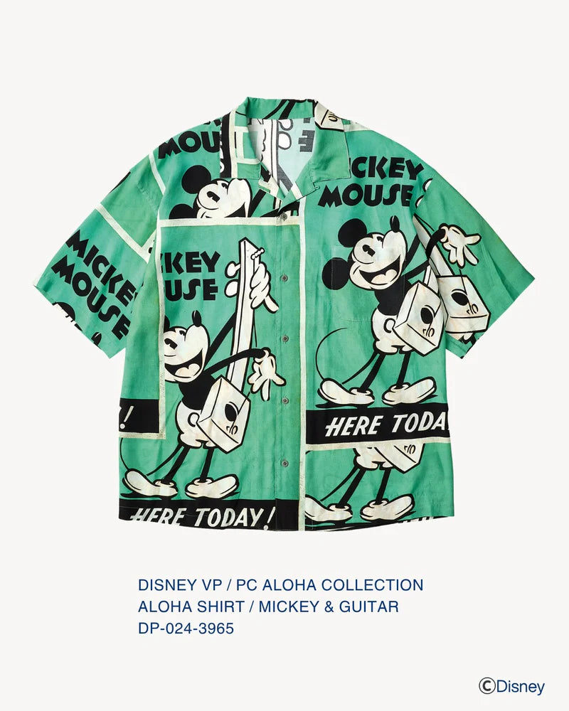porterclassic disney vintage aloha 本日最終 DISNEY VINTAGE POSTER PC ALOHA COLLECTION ALOHA SHIRT / MICKEY＆GUITAR