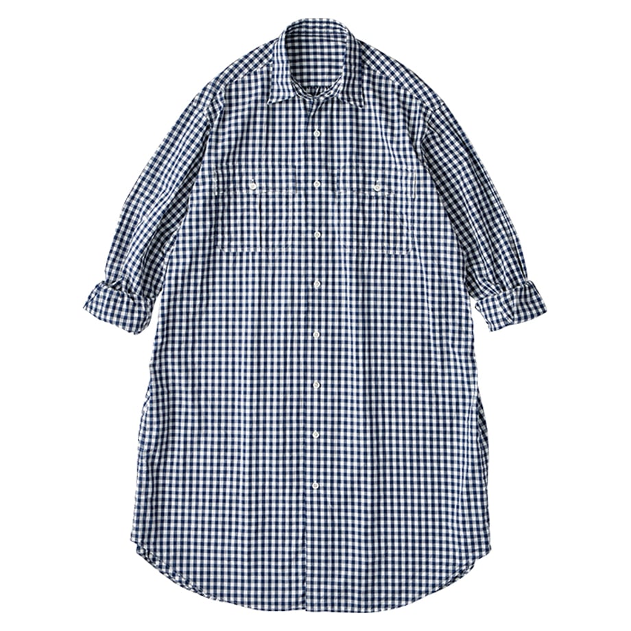ROLL UP GINGHAM CHECK SHIRT DRESS