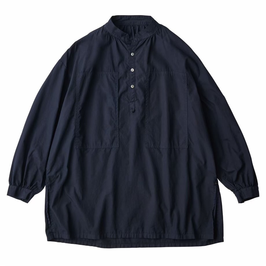 STAND COLLAR LONG SMOCK SHIRT(NILE GIZA COTTON)