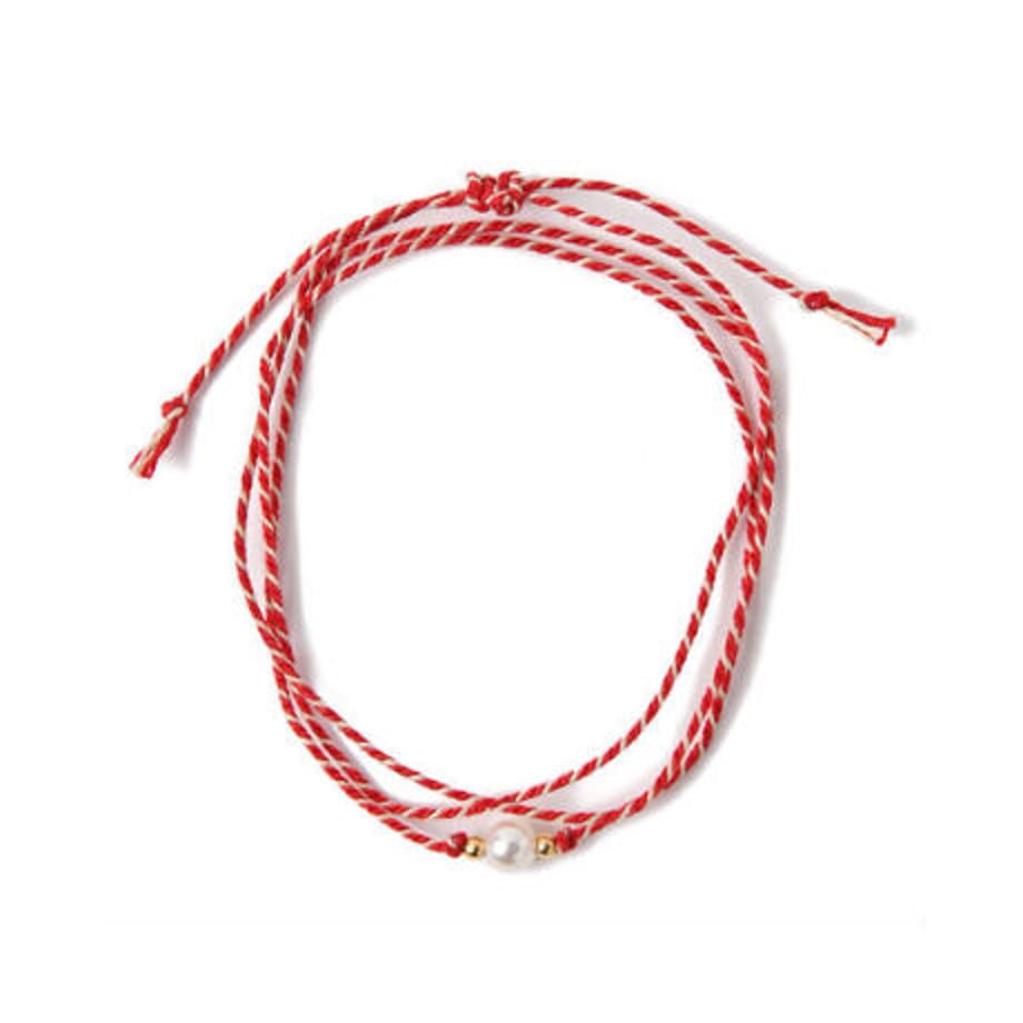 H/W PEARL NECKLACE -RED-