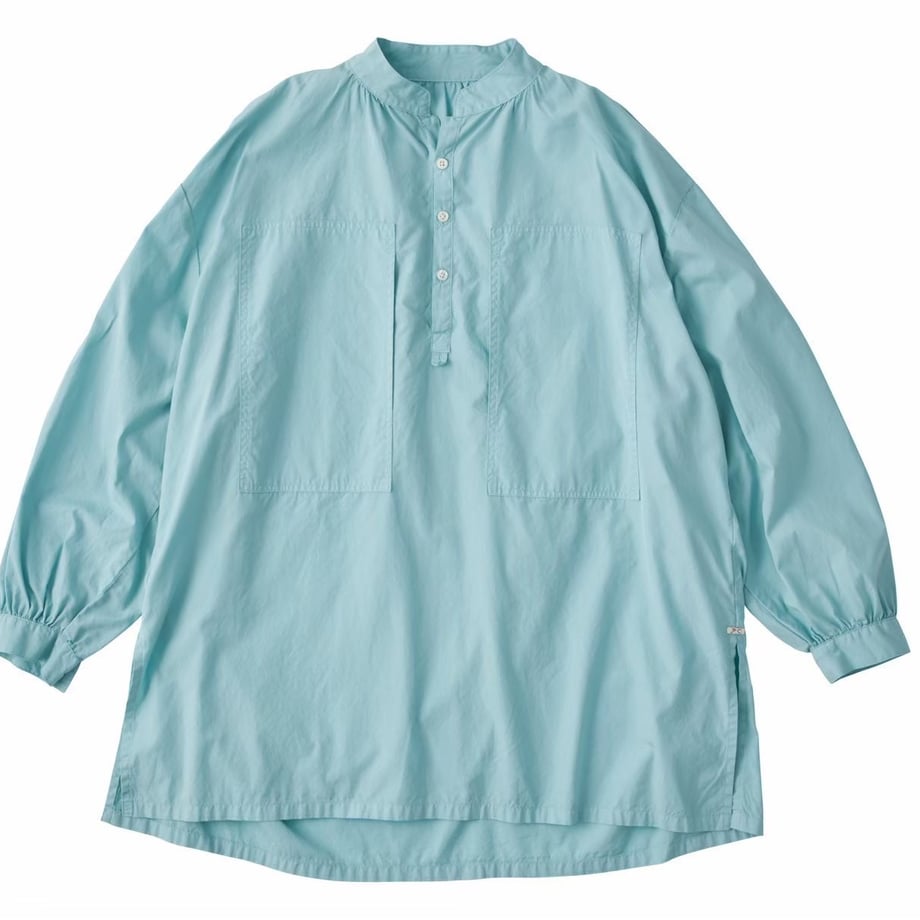 STAND COLLAR LONG SMOCK SHIRT(NILE GIZA COTTON)