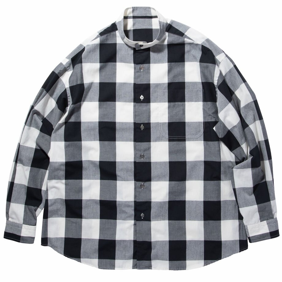 BLOCK CHECK STAND COLLAR SHIRT