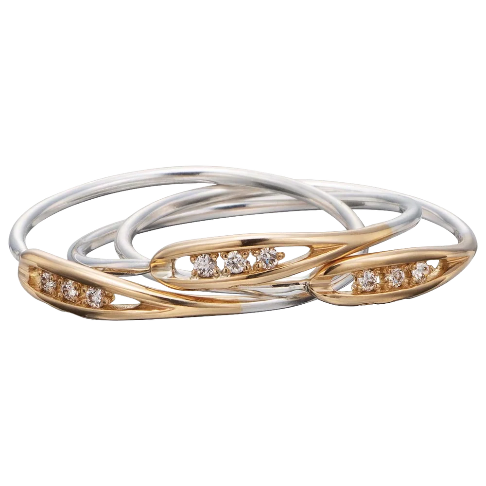 NEEDLE TRIPLE RING W / DIAMONDS