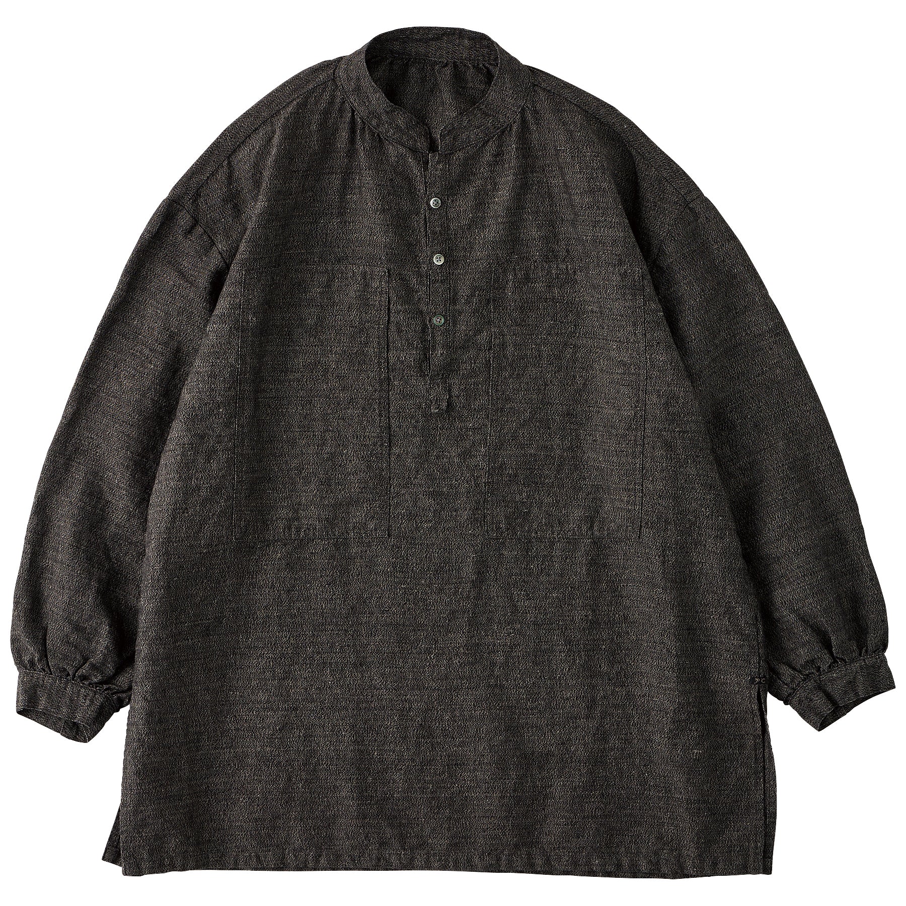 " PC EXCLUSIVE " BRESSON STAND COLLAR LONG SMOCK SHIRT