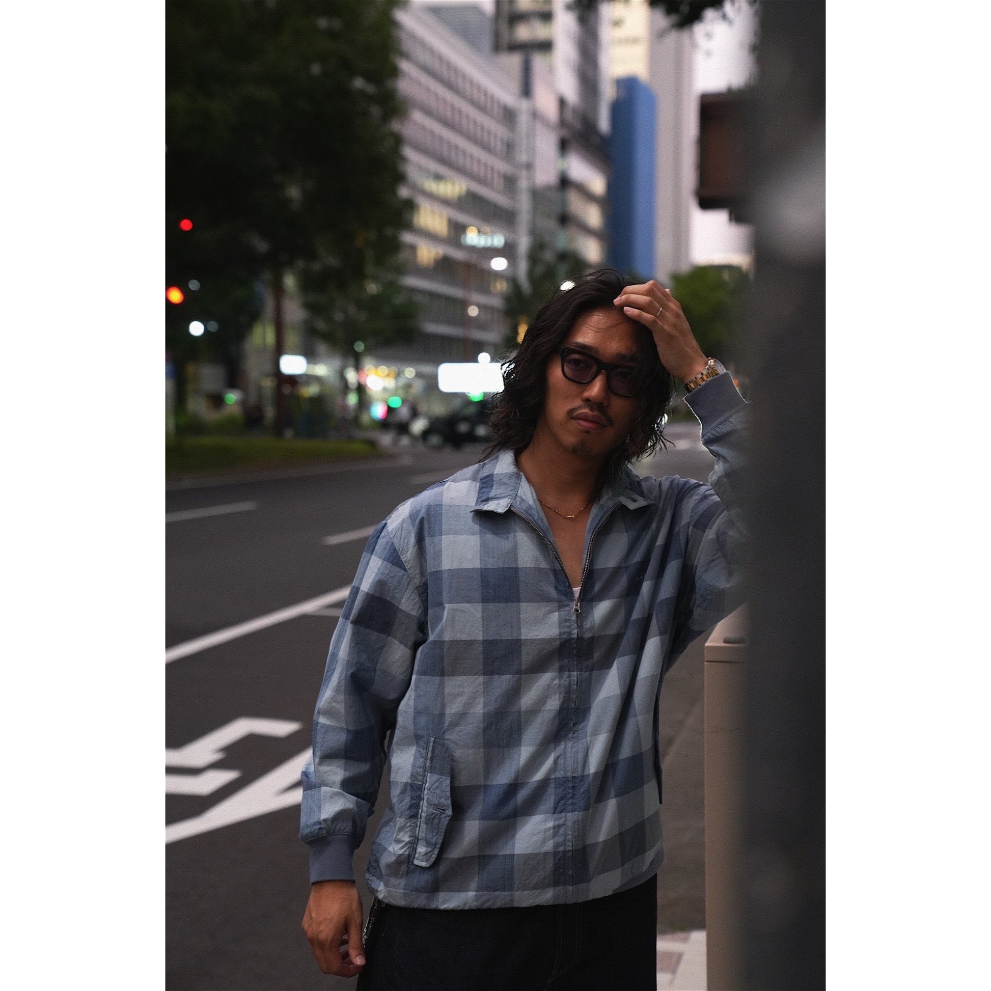 H/W INDIGO CHECK SWING TOP