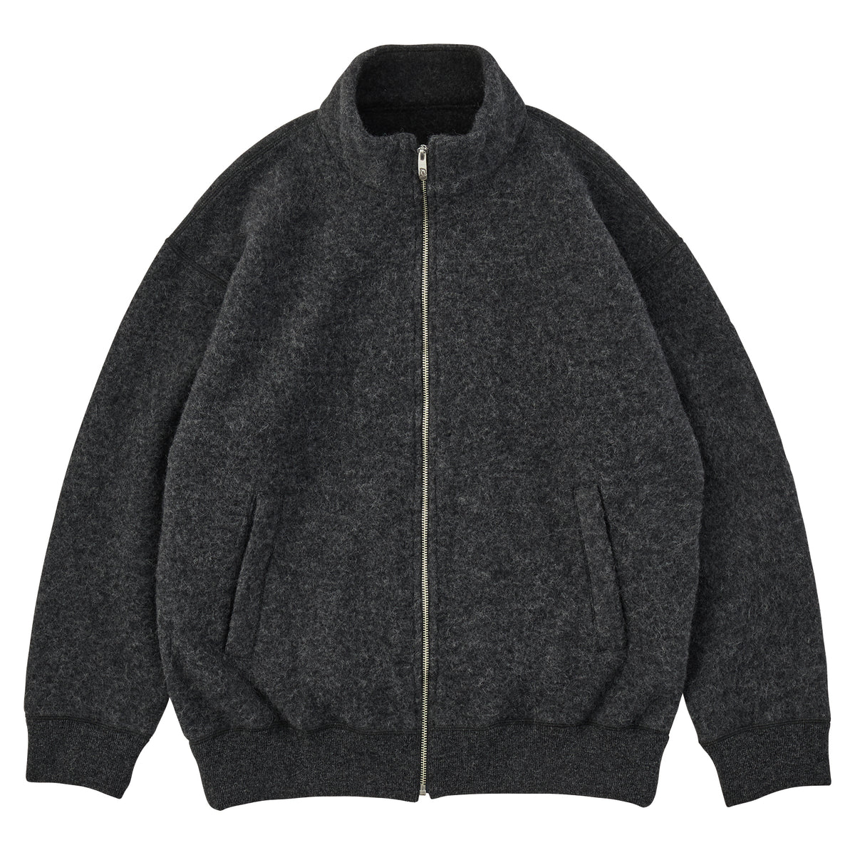 BABY ALPACA / CASHMERE DOUBLEFACE ZIP UP JACKET W / SILVER ZIPPER