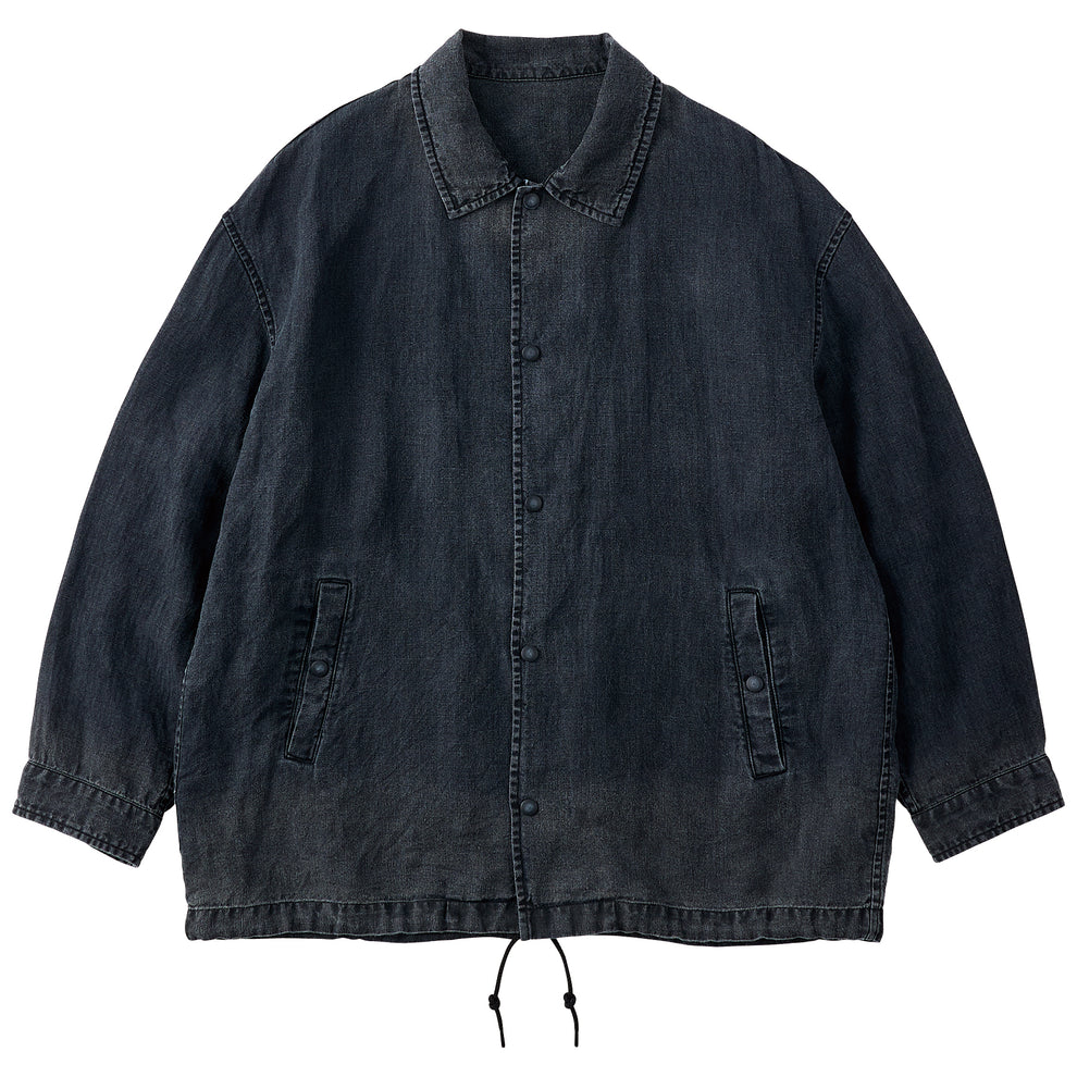 BLACK LINEN COACH JACKET