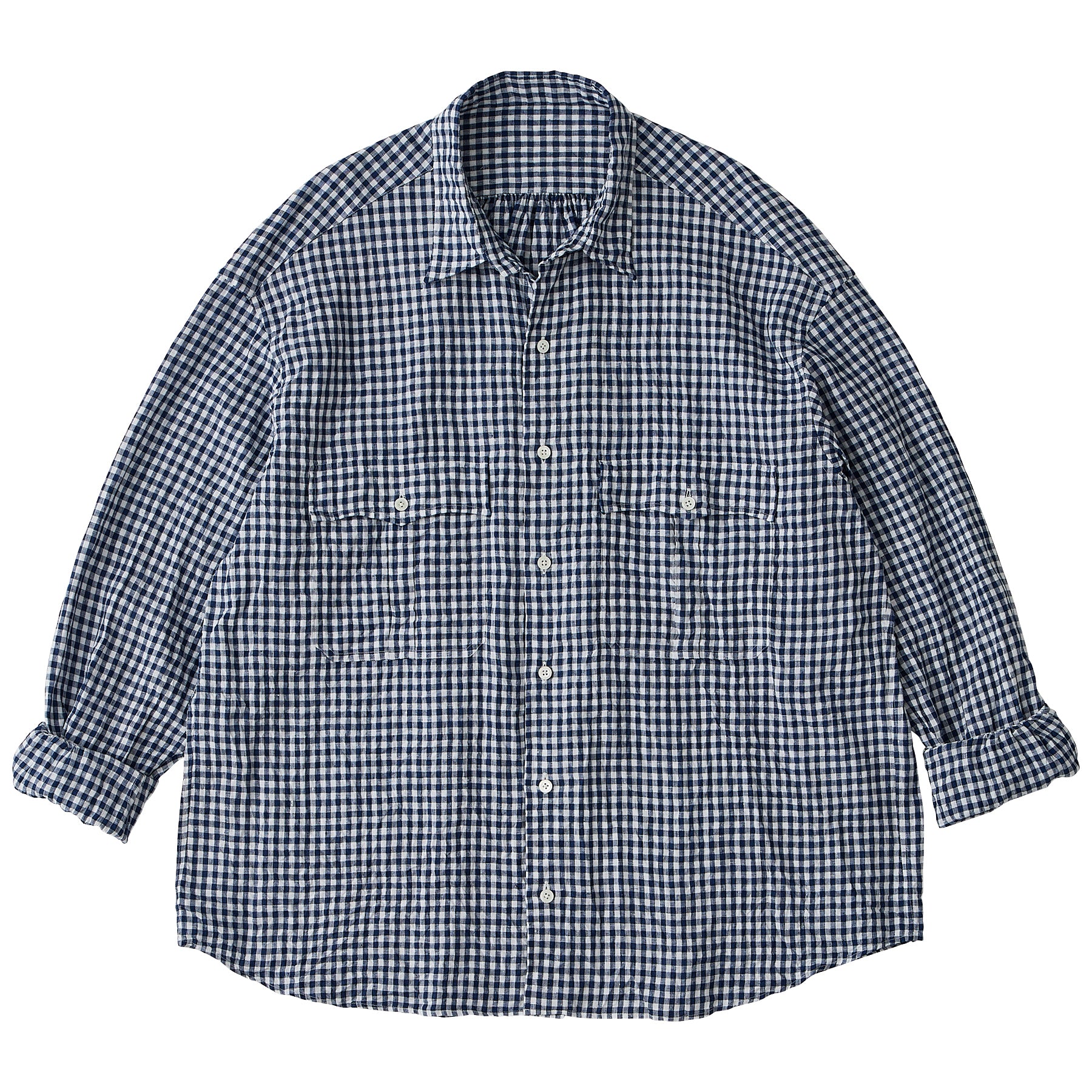 ROLL UP LINEN GINGHAM CHECK SHIRT