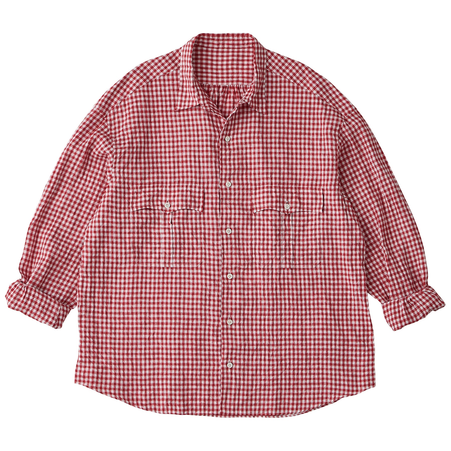 ROLL UP LINEN GINGHAM CHECK SHIRT