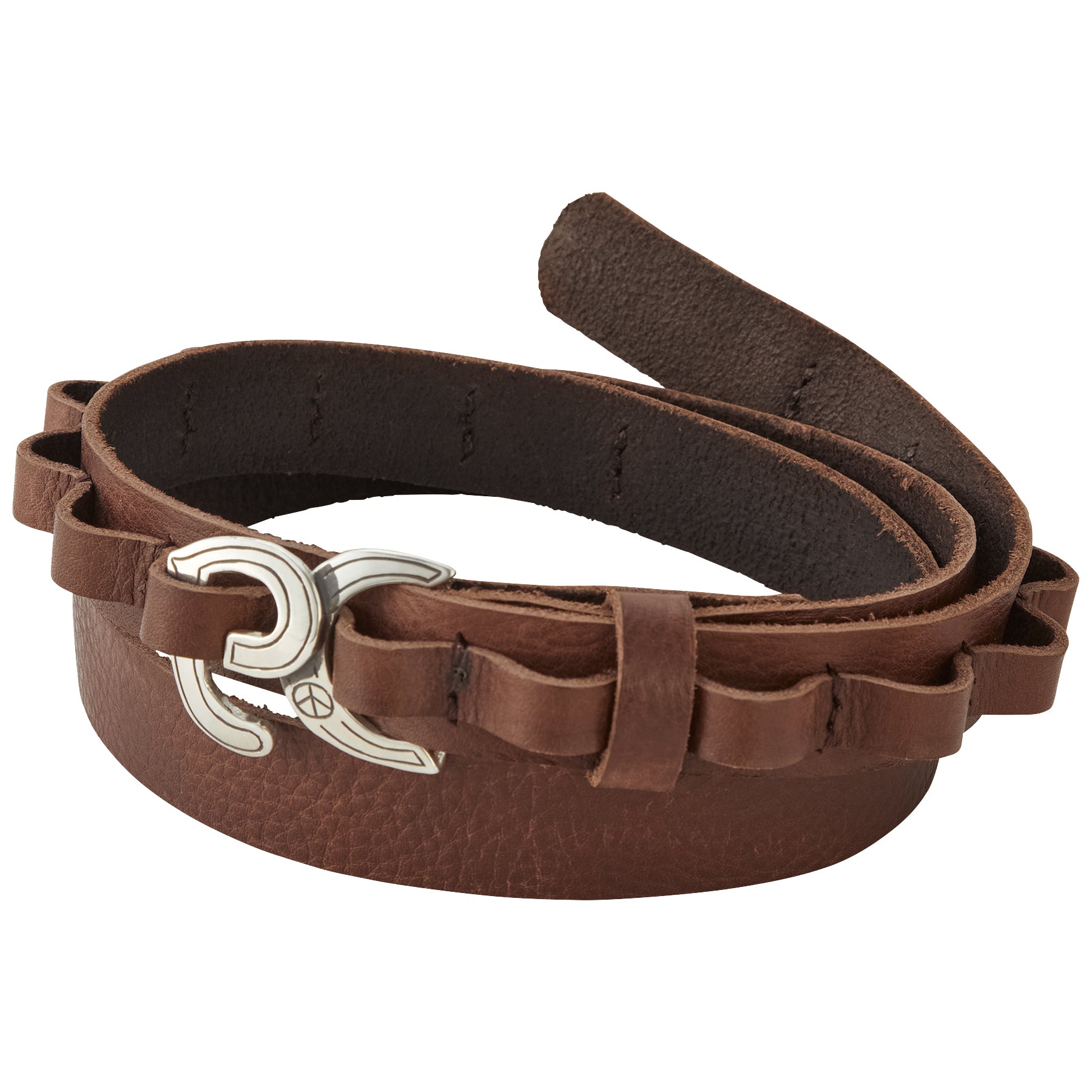 LEATHER SILVER BUCKLE BELT（PC）