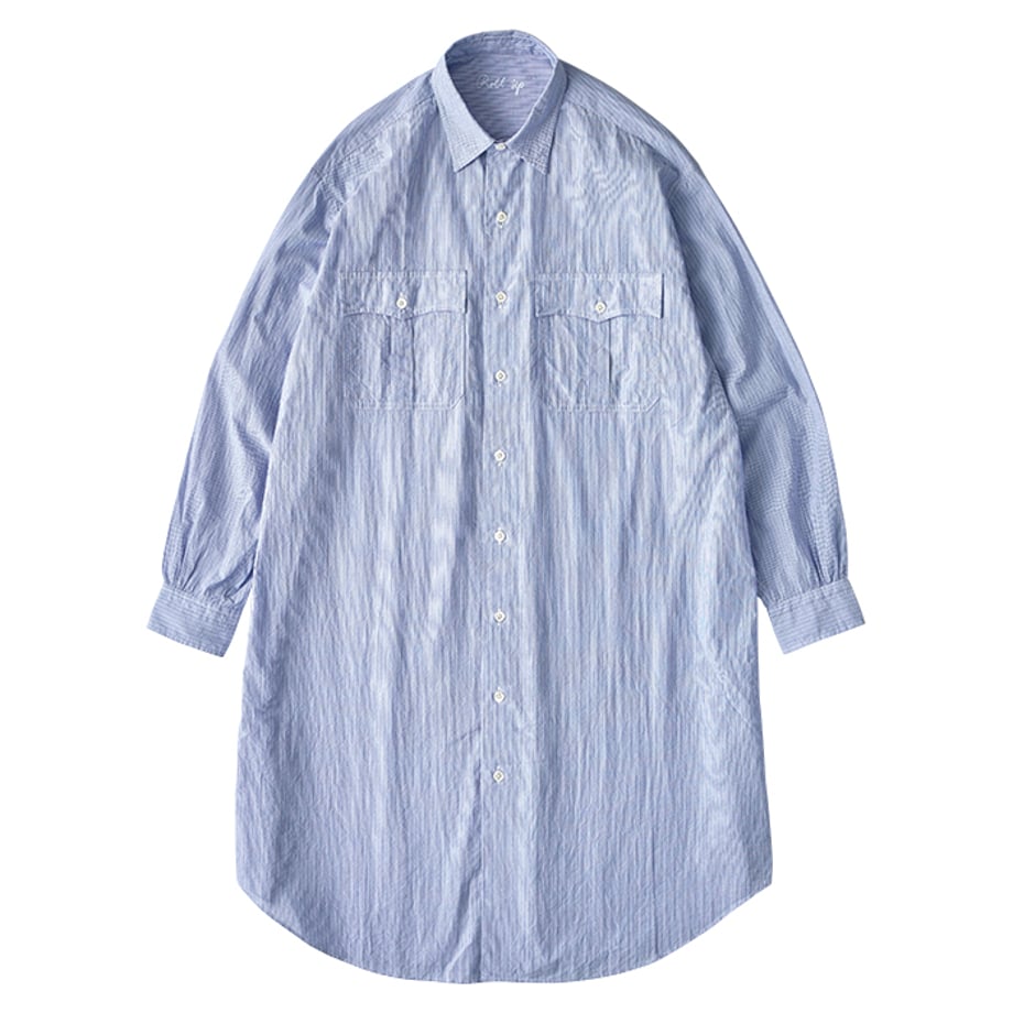 ROLL UP STRIPE SHIRT DRESS