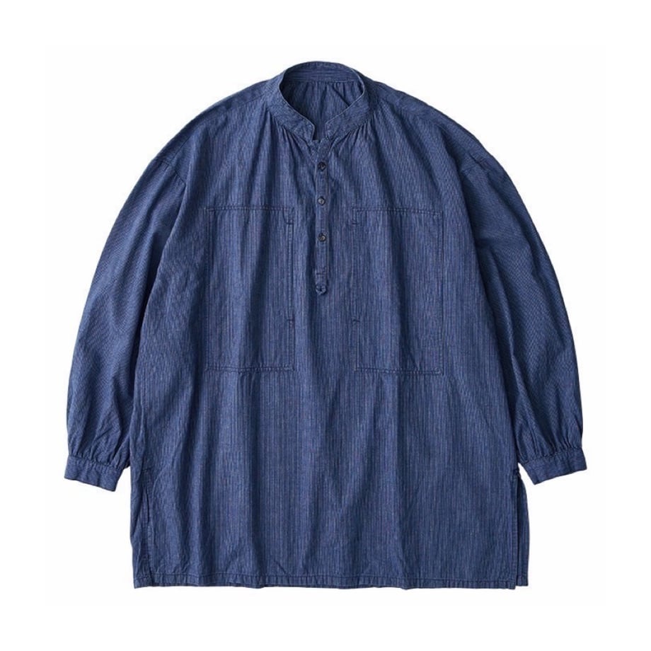 STAND COLLAR LONG SMOCK SHIRT WATCH CHAIN ITEM