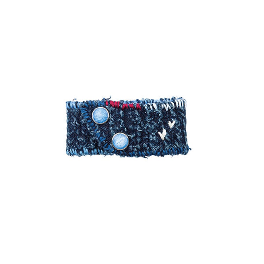 KENDO / SASHIKO BRACELET M -BLUE-
